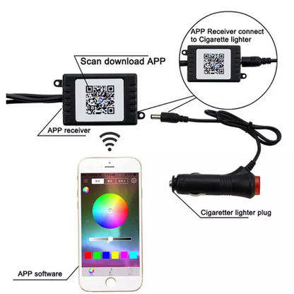 Car Interior RGB LED Strip Lights & App (4 Piece)