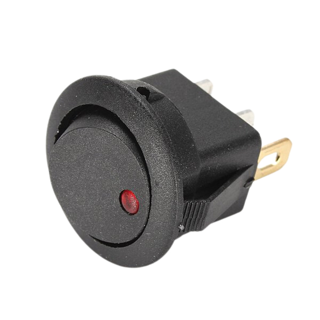 On/Off Round Mini Rocker Toggle Switch 3-Pin with LED (2-Piece)