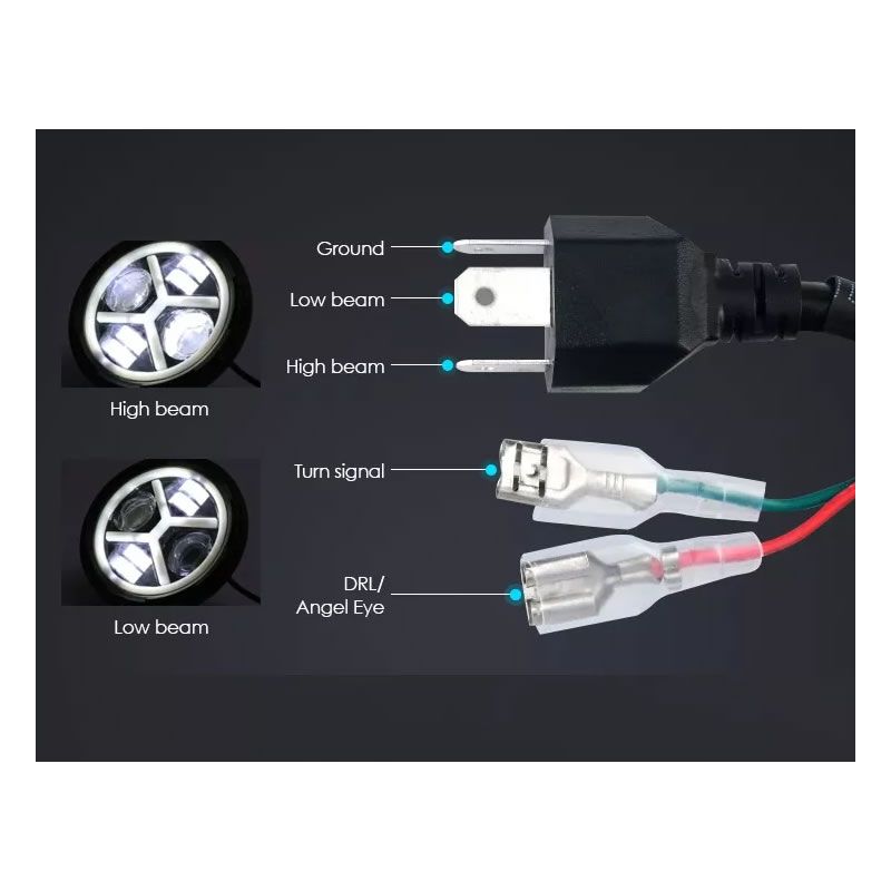 2Piece 7 Inch Round X styled LED Jeep and Motorcycle Headlights