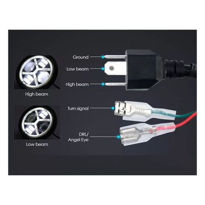 2Piece 7 Inch Round X styled LED Jeep and Motorcycle Headlights