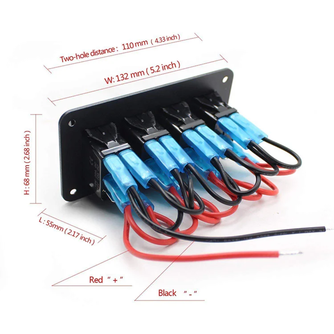 Automotive 4-Gang Rocker Switch Panel/ Circuit Breaker