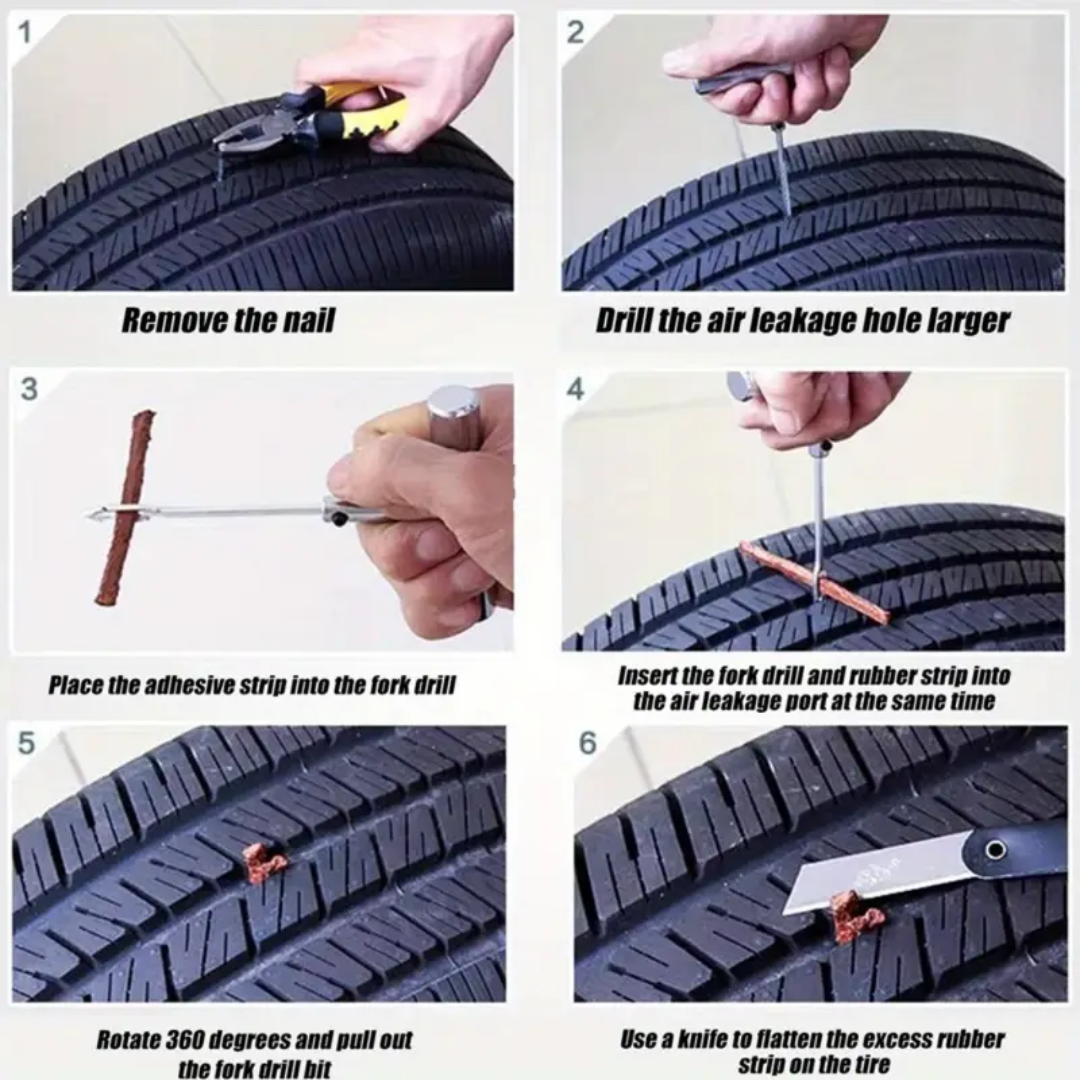 Small Tubeless Tyre Puncture Repair Kit: (22 Piece)