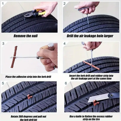 Small Tubeless Tyre Puncture Repair Kit: (22 Piece)