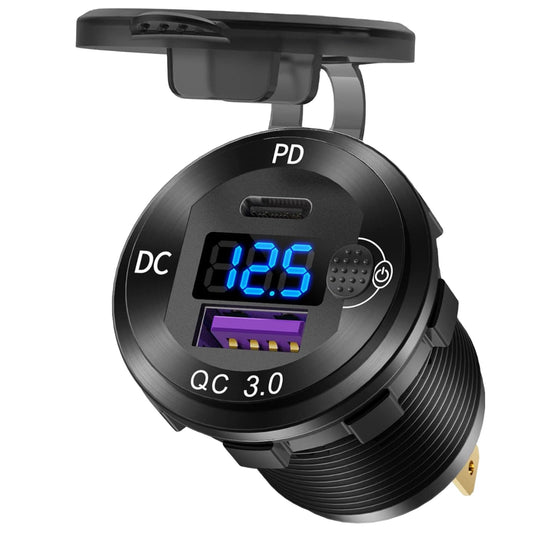 3.0 USB / PD Type-C / Voltmeter Socket with On/Off Switch (38W)