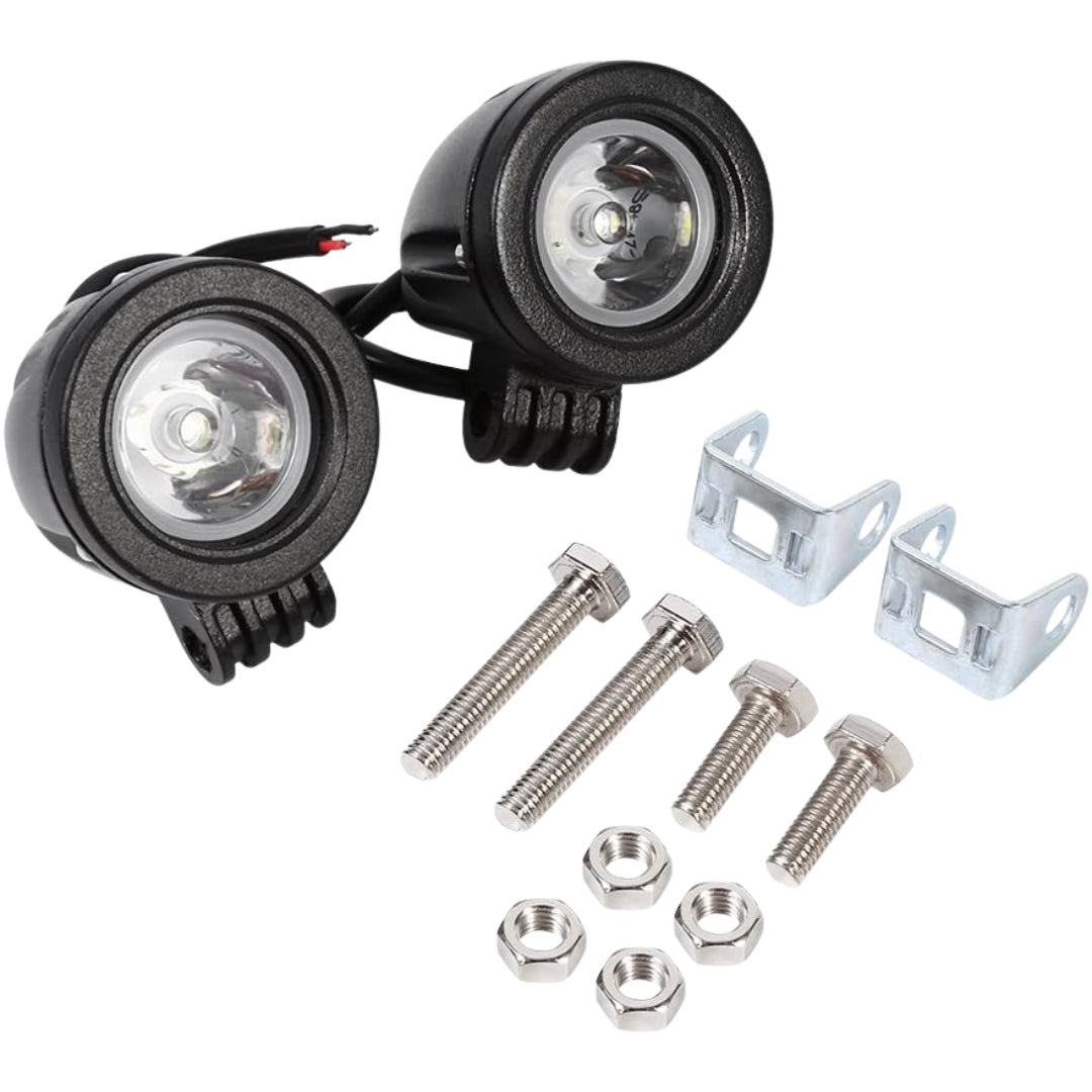 Small Motorcycle LED Spotlight Set: (10W) - White