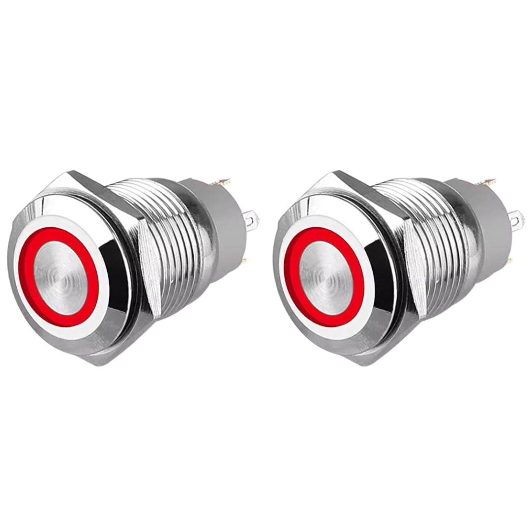 Auto Metal Push Button Switch 16mm: 12V/24V (2-Piece)