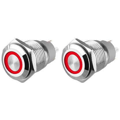 Auto Metal Push Button Switch 16mm: 12V/24V (2-Piece)