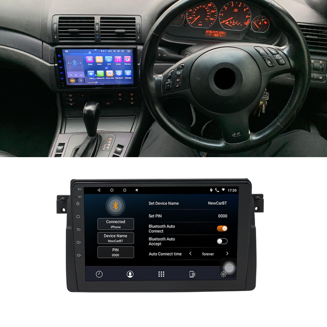 9-Inch Head Unit/ Radio & Reverse Camera BMW E46: GPS/ Andriod/ iOS/ BT