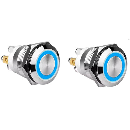 Auto Metal Push Button Switch 16mm: 12V/24V (2-Piece)