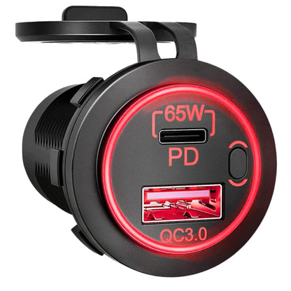 Fast Charging PD Type-C & USB Port Socket: (18W+65W)
