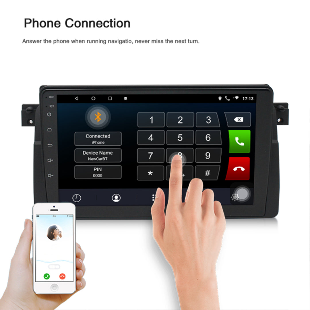 9-Inch Head Unit/ Radio & Reverse Camera BMW E46: GPS/ Andriod/ iOS/ BT