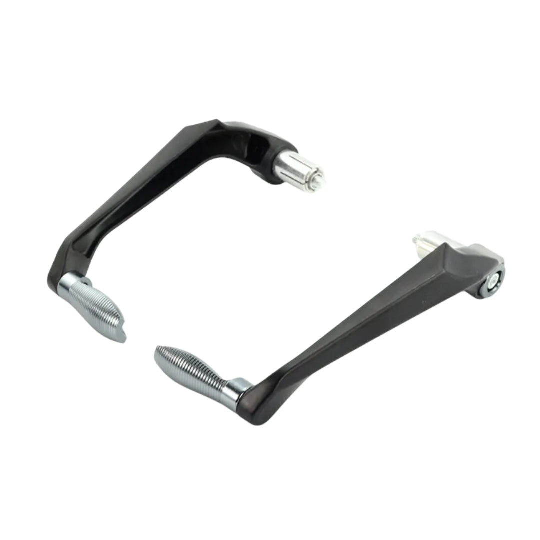 Motorcycle Bar End Lever Guards - Silver/ Black