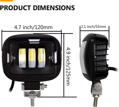 Set of 2 Aluminum 6000K LED 30W Spot Light Square