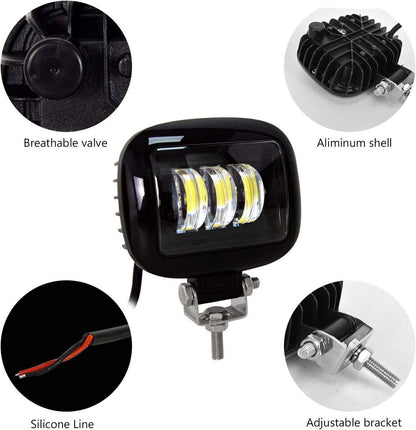 Set of 2 Aluminum 6000K LED 30W Spot Light Square