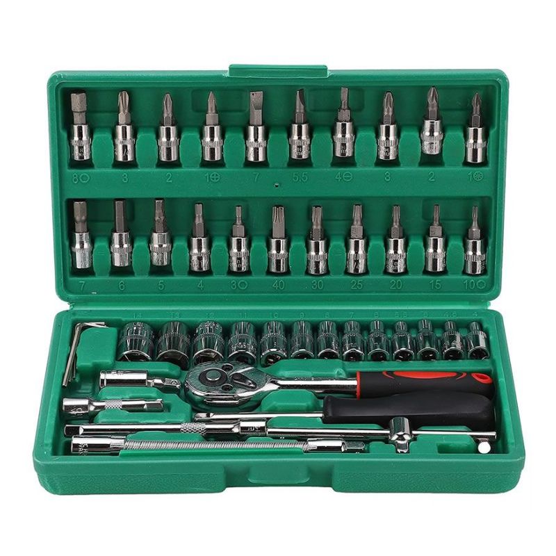 46-Piece Industrial-Grade Universal Socket Wrench Tool Set