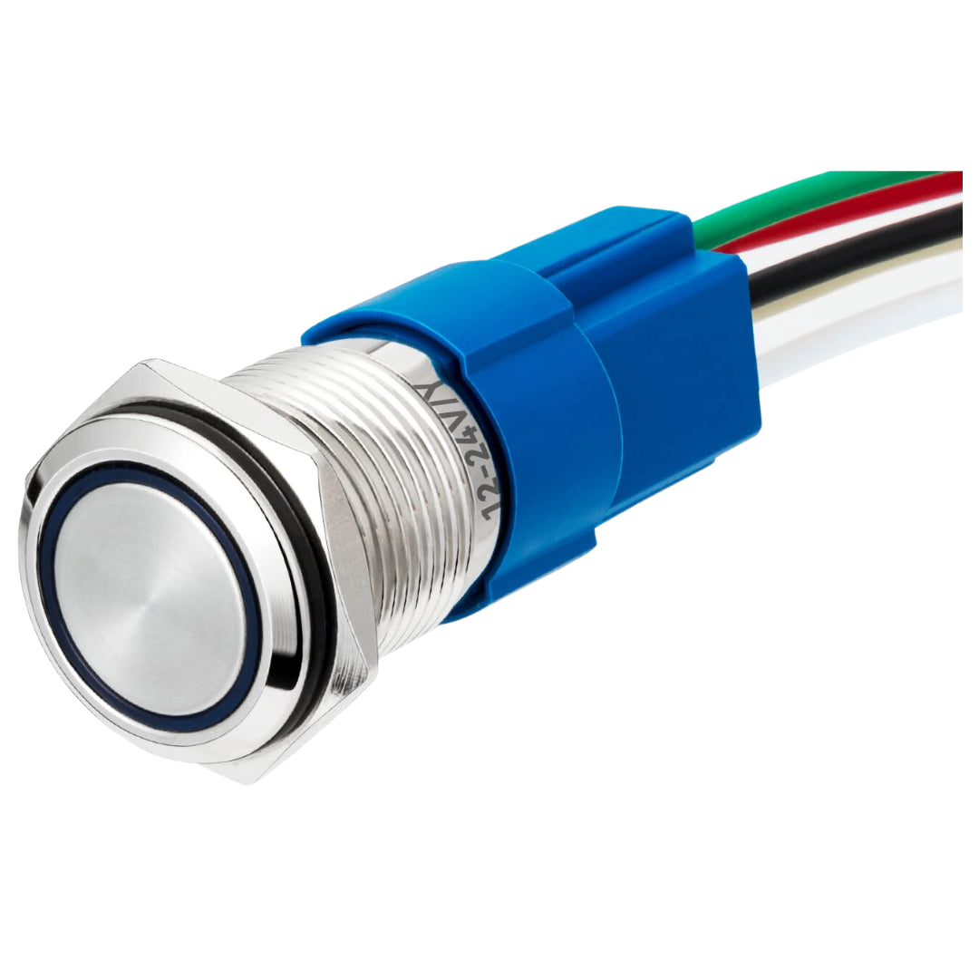 Auto Metal Push Button Switch 16mm: 12V/24V (2-Piece)