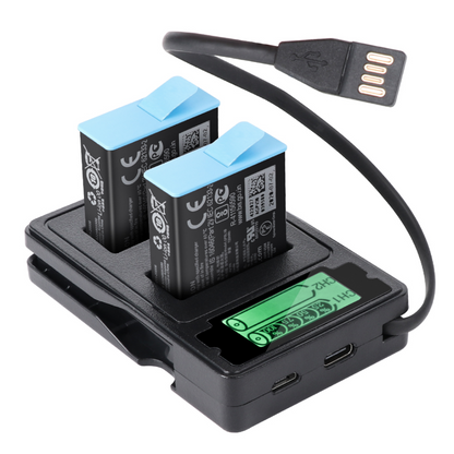 Dual USB Battery Charger with LCD Display Screen for GoPro Hero9/10/11