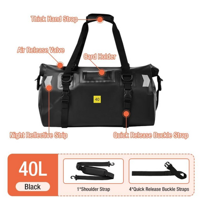 Rear Duffel Bag / Tail Bag with Air Valve: (40L) - Black