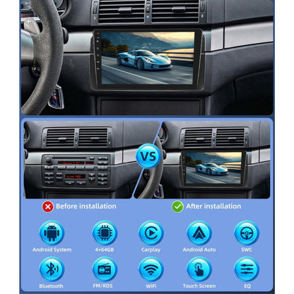 9-Inch Head Unit/ Radio & Reverse Camera BMW E46: GPS/ Andriod/ iOS/ BT