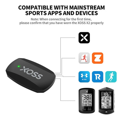 XOSS X2 Heart Rate Monitor Chest Strap for Sports/Cycling Bluetooth & Ant+