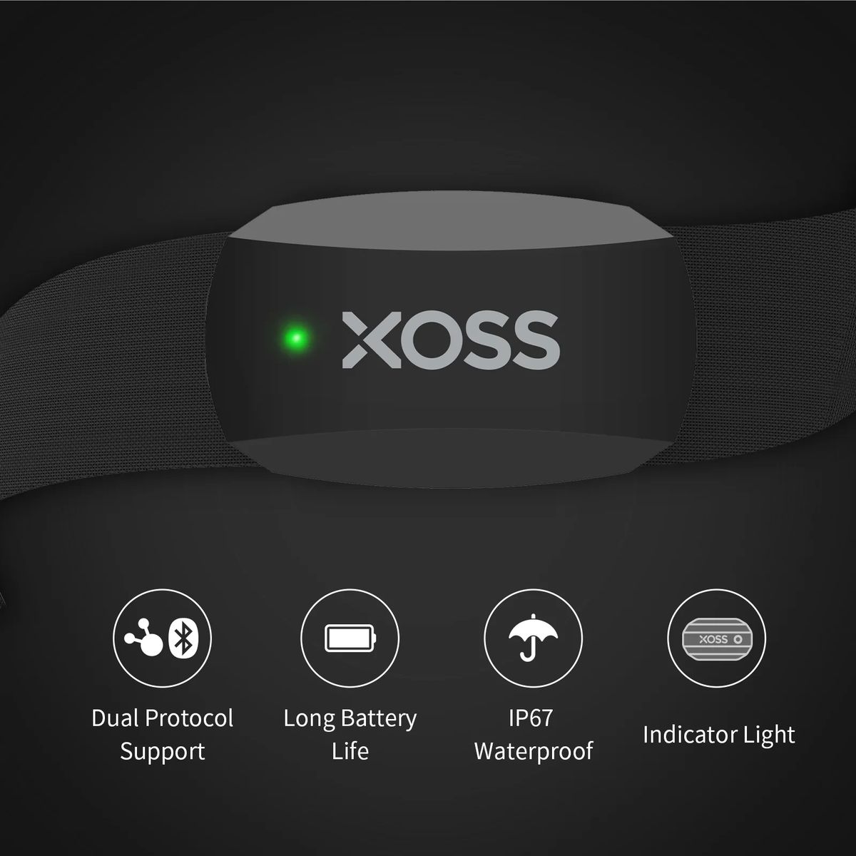 XOSS X2 Heart Rate Monitor Chest Strap for Sports/Cycling Bluetooth & Ant+