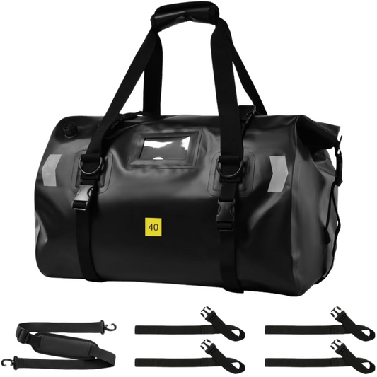 Rear Duffel Bag / Tail Bag with Air Valve: (40L) - Black