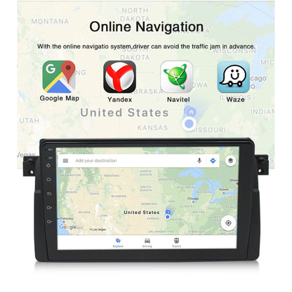 9-Inch Head Unit/ Radio & Reverse Camera BMW E46: GPS/ Andriod/ iOS/ BT