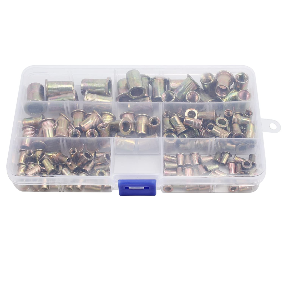 Steel Yellow Zinc Plated Threaded Rivet Nut Inserts Kit - 150 Pieces Set