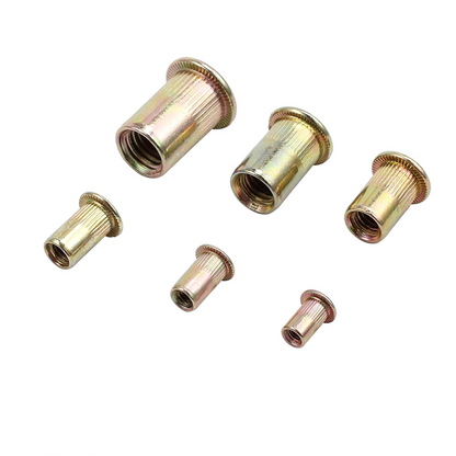 Steel Yellow Zinc Plated Threaded Rivet Nut Inserts Kit - 150 Pieces Set
